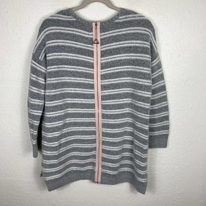 Soft Surroundings Women's Long Sleeve Veronica Sweater Sz XS grey white Stripes